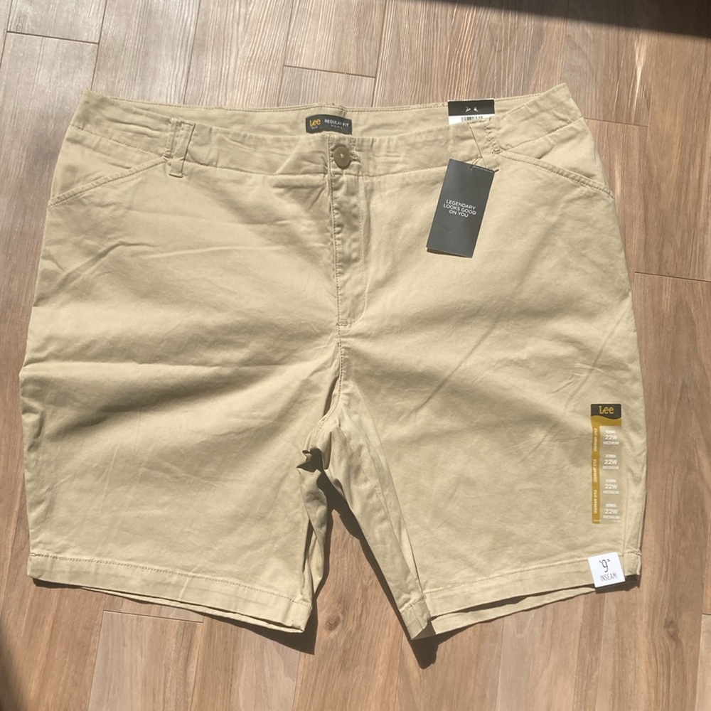 Lee Bermuda safari tan short mid rise soft premium stretch fabric 22W - Picture 10 of 15